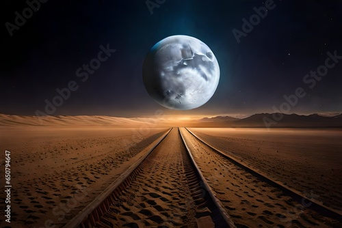 the moon over the desert