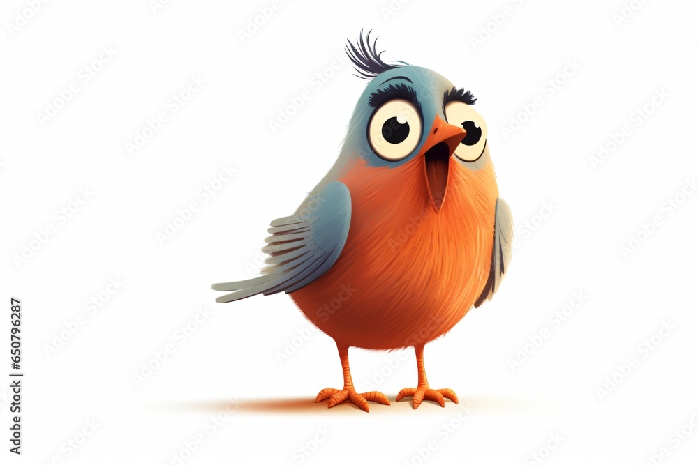 Fototapeta premium A cartoon illustration of a cute bird isolated on a white background