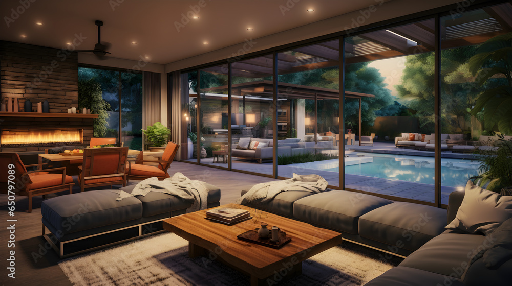 interior living room that opens to the backyard with sliding glass doors interior living room that opens to the backyard with sliding glass doors