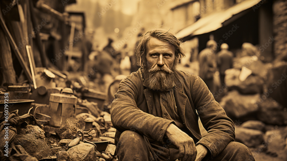 Stirring portrayal of a nervous miner in Telluride, Colorado, palpable with anticipation amid the gold and silver excavation. Rich in tension and detail. Stirring portrayal of a nervous miner in Telluride, Colorado, palpable with anticipation amid the gold and silver excavation. Rich in tension and detail.
