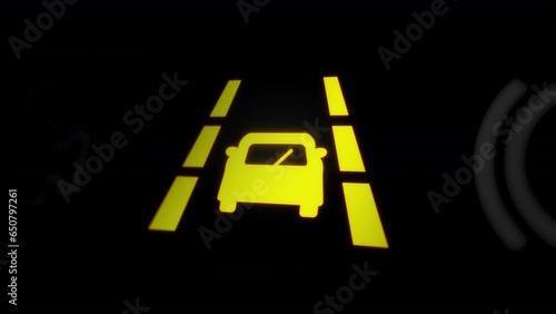 Lane Departure Warning (LDW) Warning Light on Car Dashboard
