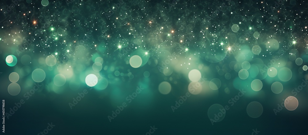 Shining Christmas green bokeh background