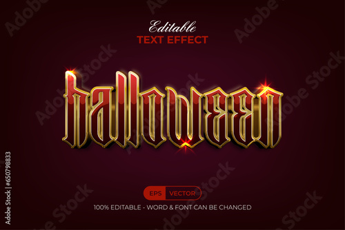 Halloween text effect red gold style. Editable text effect