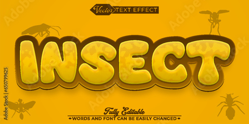 Cartoon Wild Yellow İnsect Vector Editable Text Effect Template