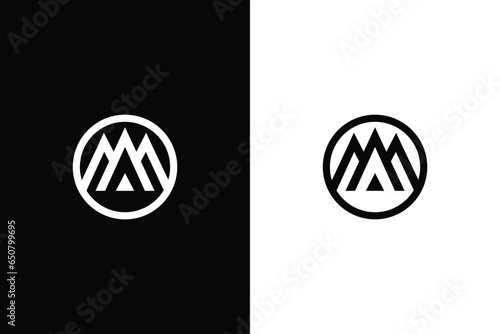 AM Creative Logo Design, Or AM Logo design icon with black and white backgound 