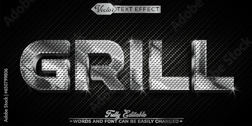 Metallic Grill Vector Editable Text Effect Template