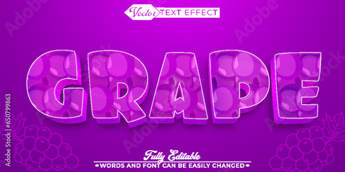 Cartoon Purple Grape Vector Editable Text Effect Template