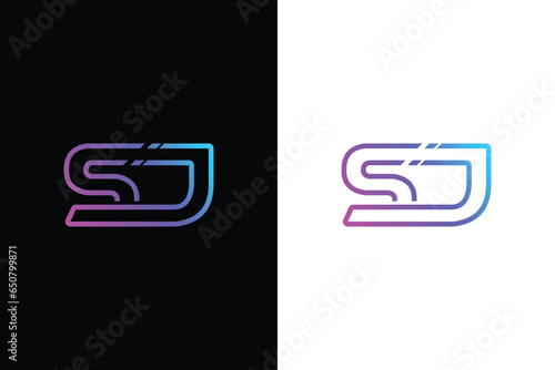 SJ Creative Logo Design, Or SJ Logo design icon with black and white backgound 