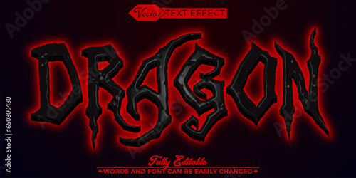 Red Dark Chinese Dragon Vector Editable Text Effect Template