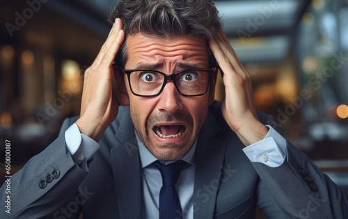 Stressed businessman in pan...