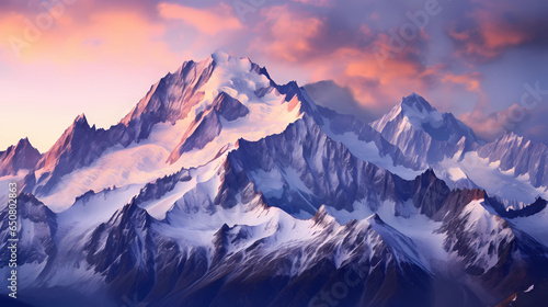 mont blanc alps, in the style of purple and bronze, minimalist backgrounds, uhd image, atmospheric urbanscapes, panorama, hikecore, italian landscape photo