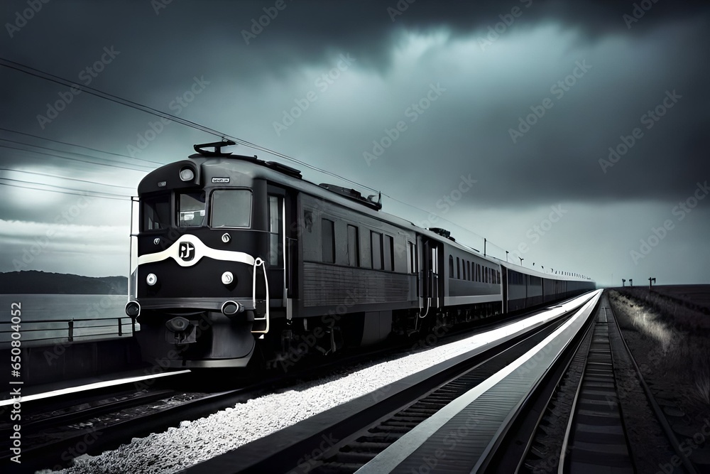 train on the railway, wallpaper of a train, Generative AI train on the railway, wallpaper of a train, Generative AI