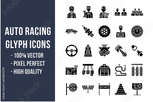 Auto Racing Glyph Icons
