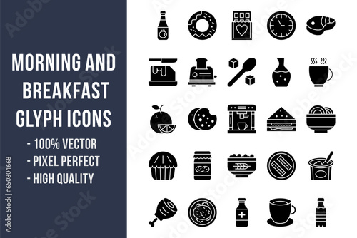 Morning and Breakfast Glyph Icons