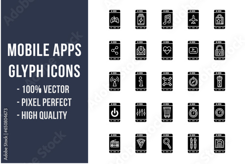 Mobile Apps Glyph Icons