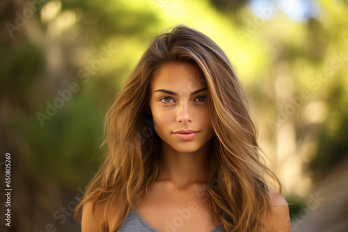 Modern Young Woman Model In Natural Setting