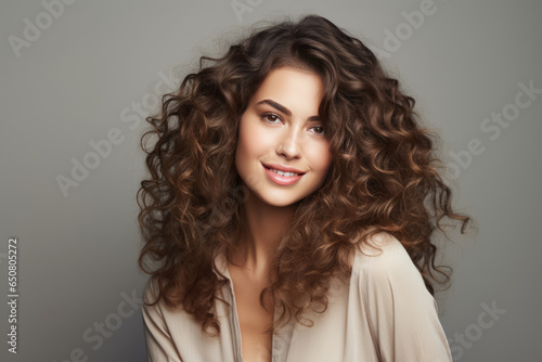 Woman With Brunette Curly Hair