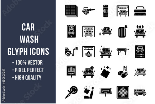 Car Wash Glyph Icons