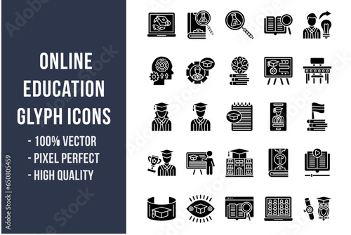 Online Education Glyph Icons