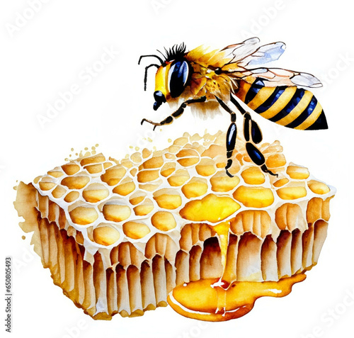 Plaster miodu i pszczoła ilustracja