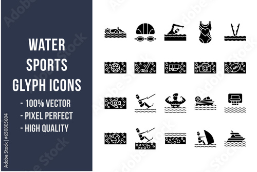 Water Sports Glyph Icons