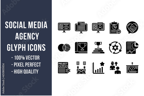 Social Media Agency Glyph Icons