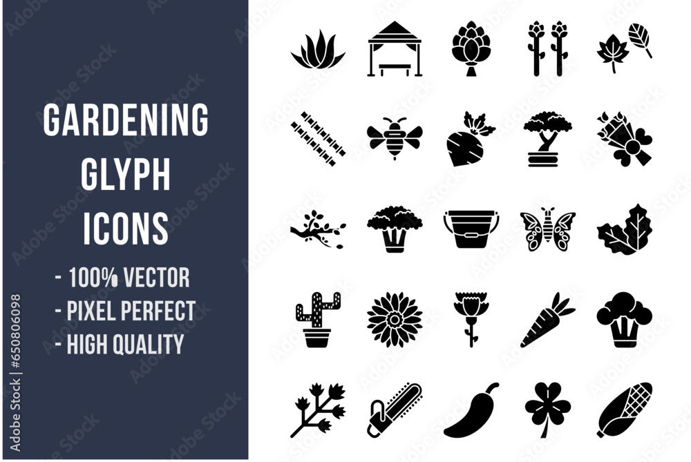 Obraz premium Gardening Glyph Icons