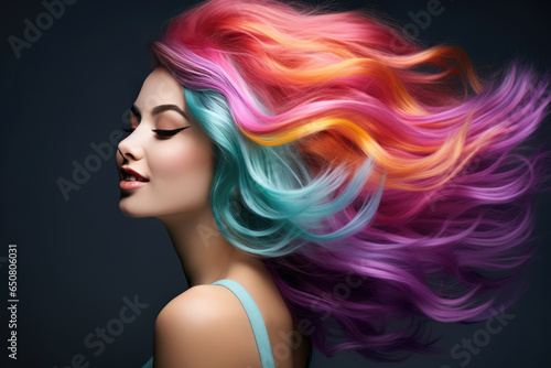Woman With Rainbow Hair