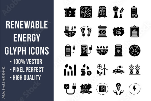 Renewable Energy Glyph Icons