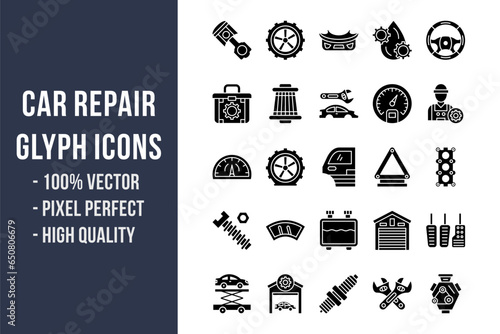 Car Repair Glyph Icons