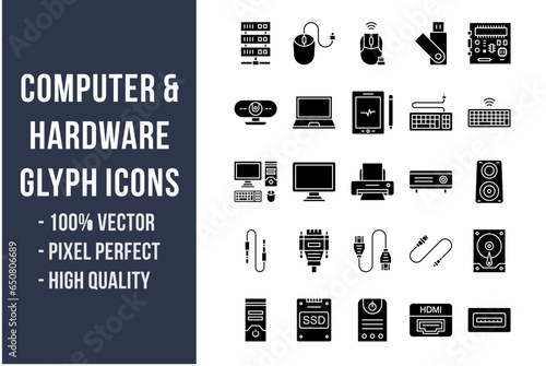 Computer and Hardware Glyph Icons