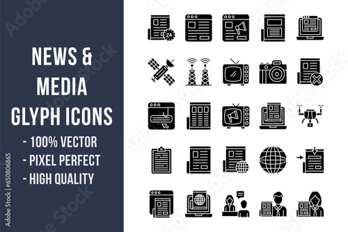 News and Media Glyph Icons