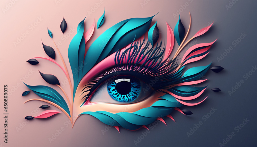 designer logo for beauty industry eyebrows eyelashes. Generative AI, - obrazy, fototapety, plakaty 