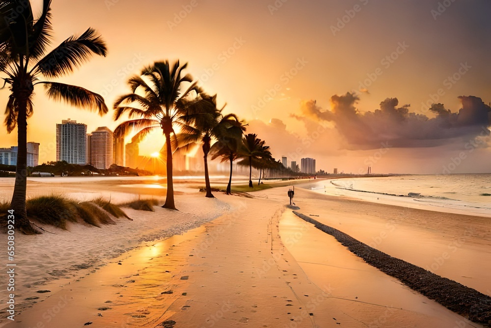 Fototapeta premium sunset at the beach generative Ai.