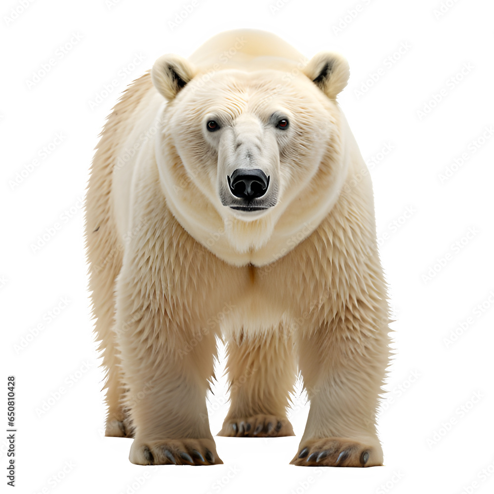 polar bear isolated on transparent background ,white bear cut out png ,generative ai