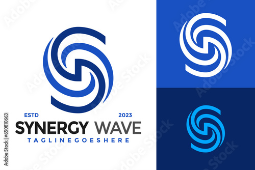 Letter S Synergy weves Logo design vector symbol icon illustration