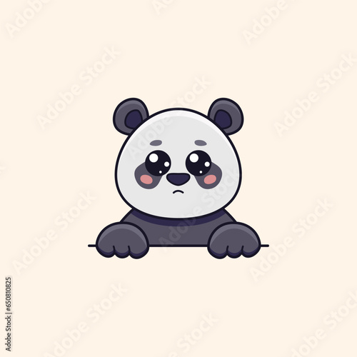 Cute panda with pleading look in cartoon style. Vector flat illustration