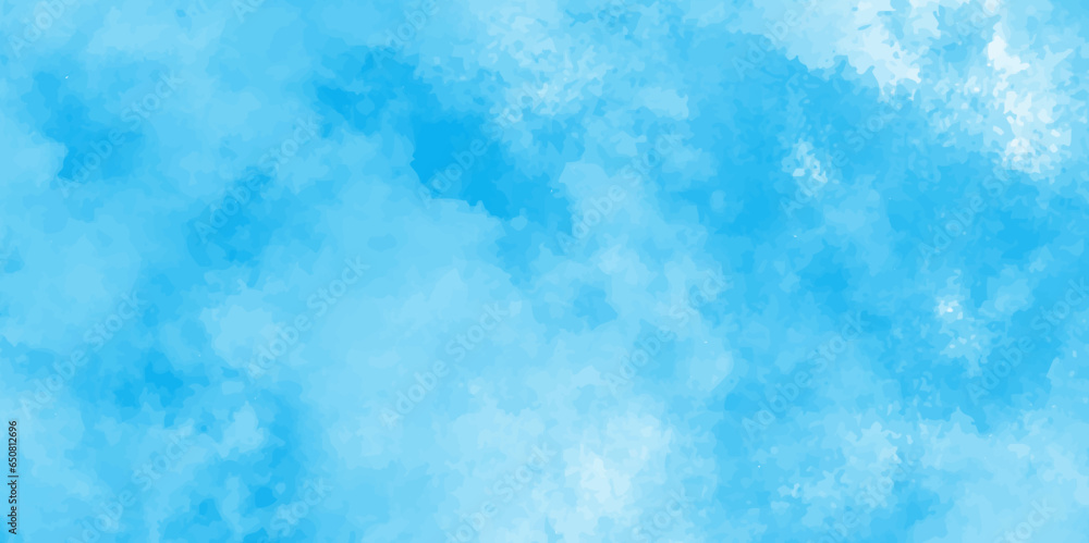 Abstract Creative and decorative blurred hand-painted and cloudy wet ink effect sky blue color watercolor background Beautiful grunge blue background with space and for any,