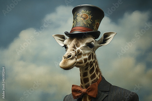 cute giraffe wearing a hat