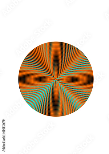 interessante kreisförmige scheibe mit vielen konzentrischen ringen und radial strukturierten sektoren in den farben rot und grün schillernd, modern art,
