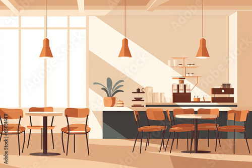 Minimalistic vector illustration of a chic coffee shop interior