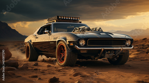 Muscle Car Roaming the Post-Apocalyptic Desert Wasteland © Wemerson