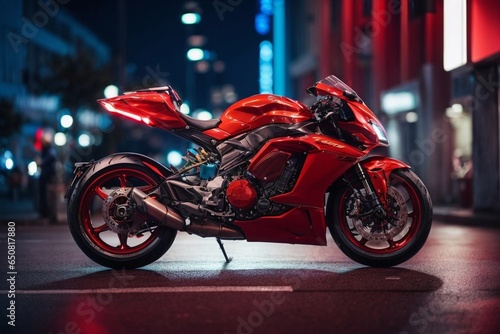 red motorcycle on the street