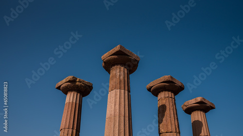 Ancient columns of Athena Temple, Assos, Canakkale, Turkey , The Temple of Athena in the archaeological site of ancient Assos in Behramkale, Turkey photo