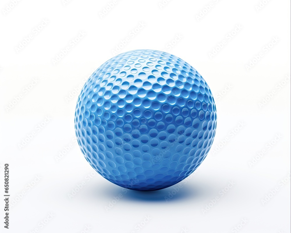 Blue Golf Ball 3D Render Isolated on White for Golfing Artwork and Sport Activity