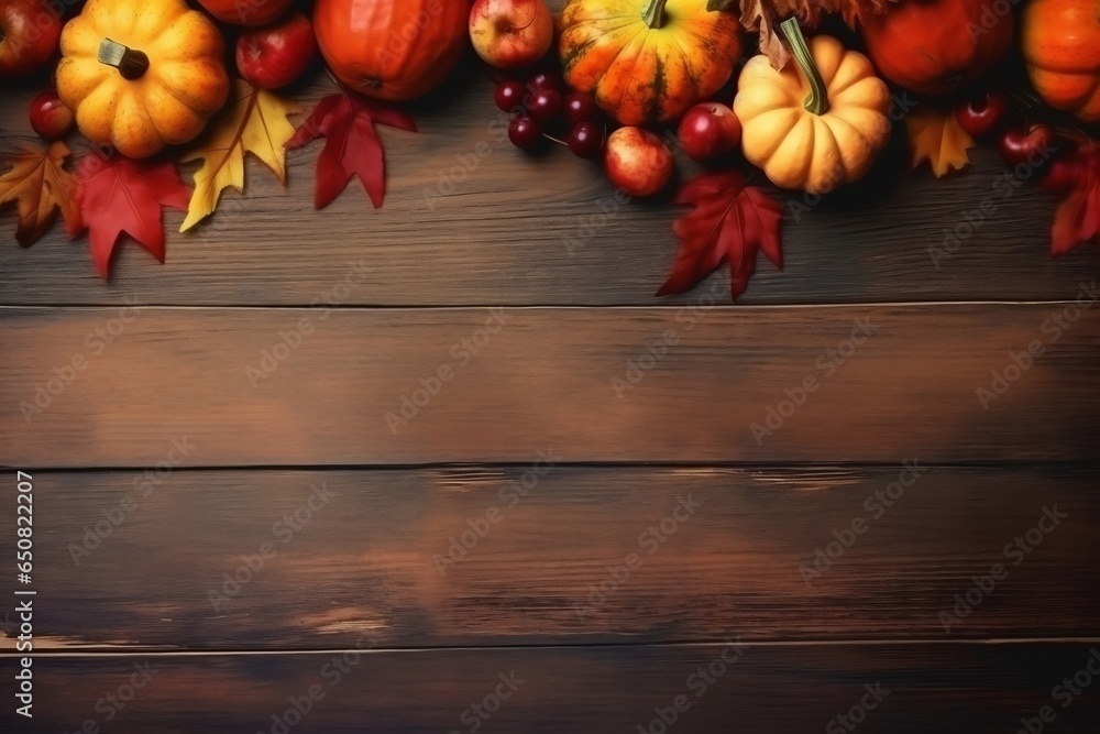 Thanksgiving day flat lay , Thanksgiving background, Generative Ai Thanksgiving day flat lay , Thanksgiving background, Generative Ai