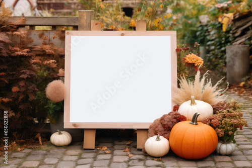 Farmhouse wedding sign, blank sign autumn mockup