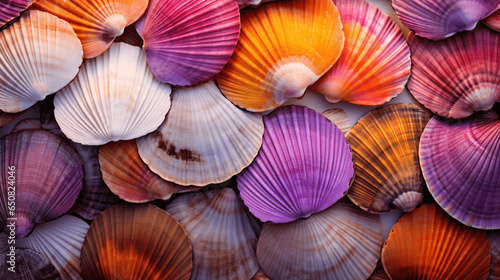 Unpolished Authenticity: Scallop Shells on a Colorful Background