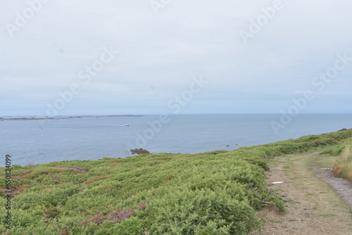 View to pier and coast  dramatic sky  isles of  Scilly  United Kingdom