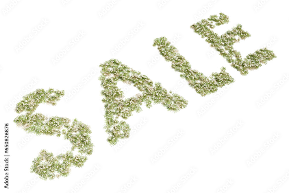 sale text made of plants, 3D rendering with transparent background sale text made of plants, 3D rendering with transparent background